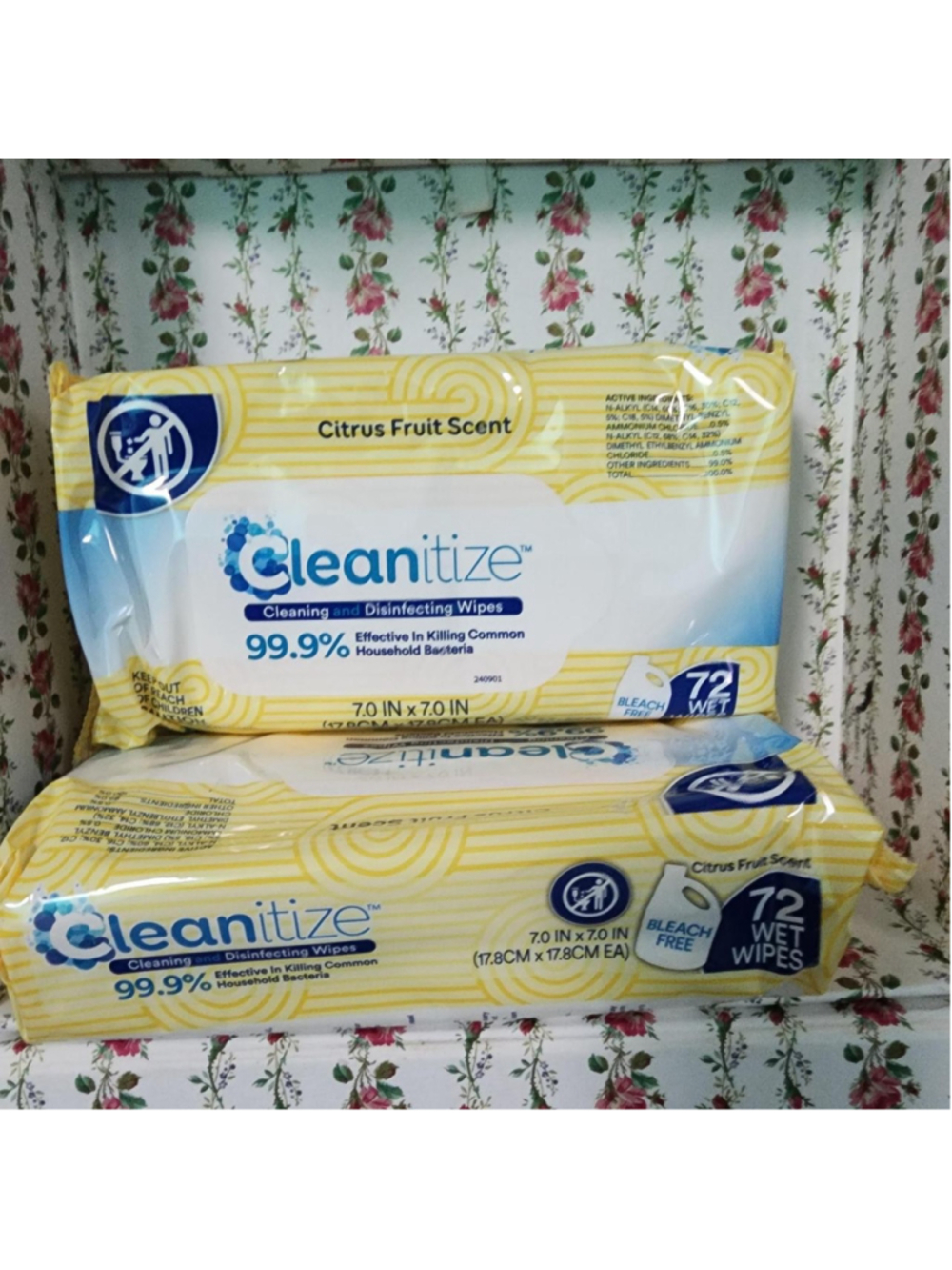 Cleanitze Citrus Fruit Scent Disinfecting Wipes
2 packs of 72 wipes each
#disinf